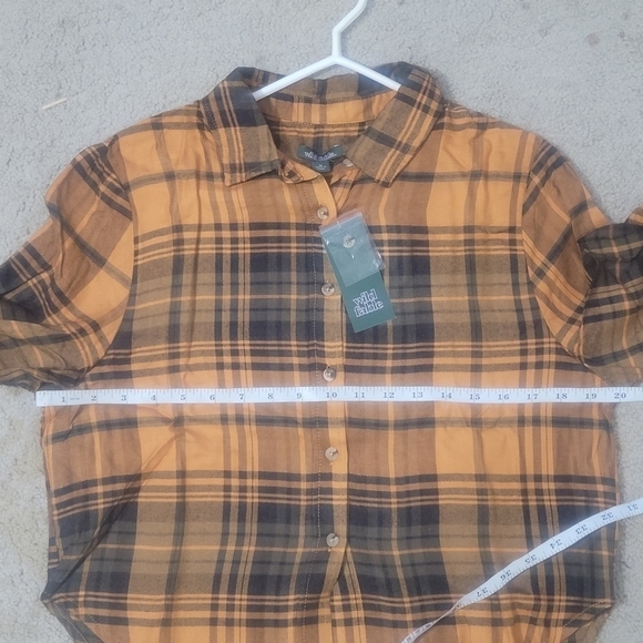 Wild fable pumpkin plaid cropped woven womens shirt  size Medium NWT - Picture 6 of 10